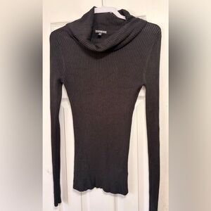 Express Black Ribbed Cowl Neck Sweater